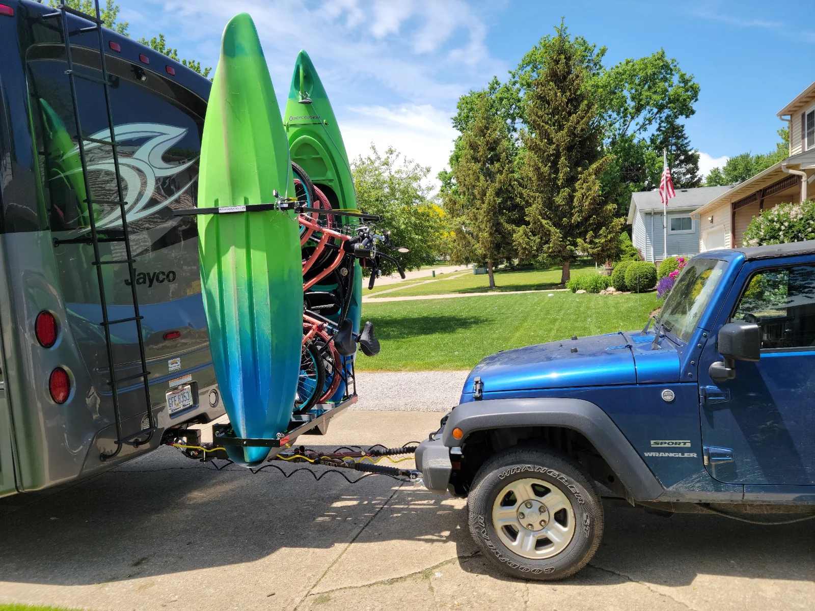 SAVE $300 until 3/18/26 from price below! Yakups®  RV Kayak & Bike Racks  KR2B56 MOTORHOME & FIFTH WHEEL Fits Electric Bikes & or WATERCRAFTS  up to 32" wide & 12' long,  Bike rack is included.. - Image 11